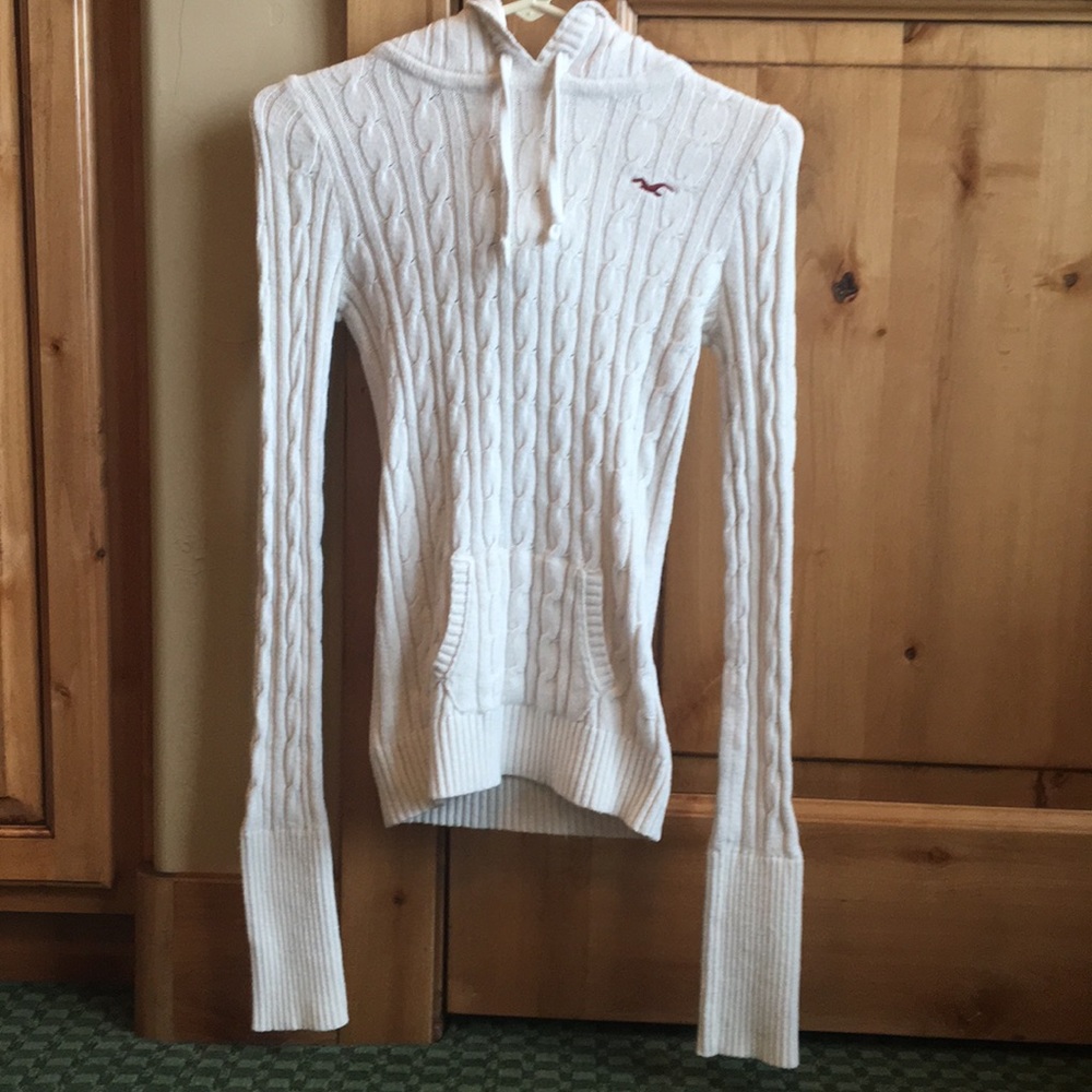 Cream Hooded Hollister Sweater